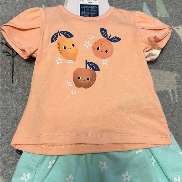 Pekkle Baby Dress Set with Peach and Mint - Picture 2 of 4